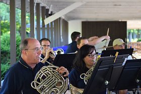 Horn players during a Gem City Concert Band gig